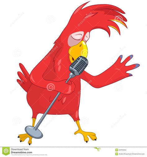 Funny Parrot Singing. stock vector. Image of performer - 24797254 Boston Illustration, Parrot Singing, Funny Singing, Singing Drawing, Backyard Birds Watching, Funny Bird Pictures, Singing Funny, Bird Videos, Cute Parrot