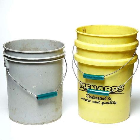 Garden HoseIf you have old buckets with broken plastic handles, retrofit the buckets with new handle... - Nick Gerhardt Reuse Things, Rusty Garden, 5 Gallon Buckets, Pipe Insulation, Plastic Grocery Bags, Broom Handle, Cord Storage, Pool Noodles, Family Handyman