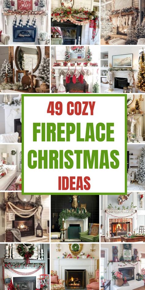 Transform your hearth with Christmas Fireplace Decor Ideas! 🎄✨ Drape lush garlands, hang festive stockings, and add twinkling lights for a warm holiday glow. Finish with candles or a statement wreath for a magical focal point! 🌟🔥 #ChristmasFireplace #CozyDecor #HolidayCharm Decorating A Hearth, Hearth Christmas Decorating Ideas, Hearth Decor Ideas, Hearth Decorating Ideas, Fireplace Hearth Ideas, Fireplace Hearth Decor, Christmas Fireplace Decor Ideas, Cozy Christmas Fireplace, Hearth Ideas