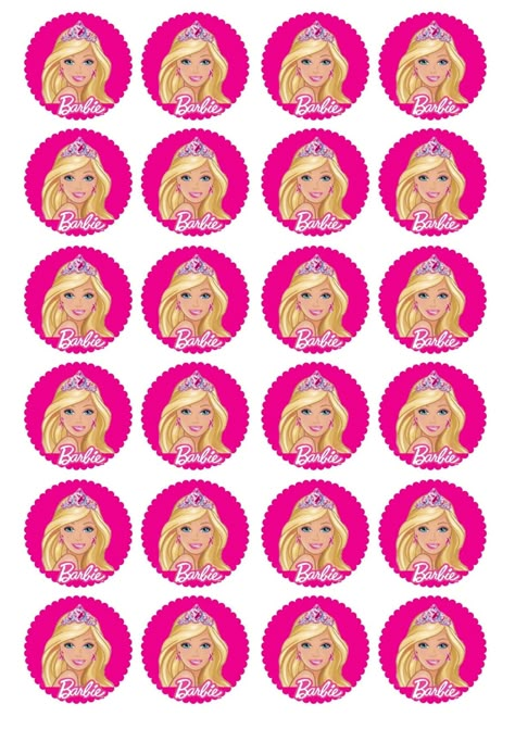 Barbie Cupcake Toppers Printable Free, Barbie Toppers Printable Free, Barbie Cupcake Topper, Barbie Toppers Printable, Barbie Doll Cake Topper Printable, Princess Barbie Cake Topper Printable, Barbie Topper, Hawaiian Party Cake, Tag Barbie