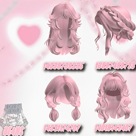 Brown Hair Roblox Id, Pink Emo, Light Pink Hair, Hair Codes, Hair Color Underneath, Roblox Code, Mermaid Pink, Black Hair Roblox, Paper Toys Template