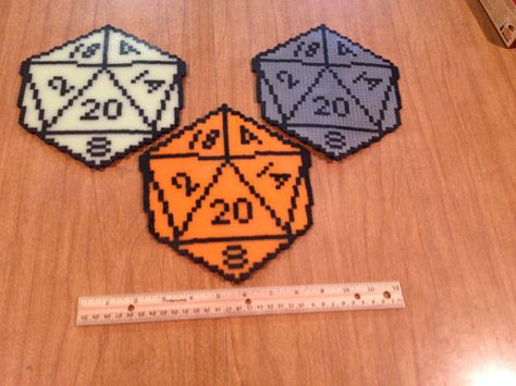 D20 Alt Crafts, Perler Designs, Dnd Crafts, Nerd Crafts, Perler Ideas, Beads Patterns, Perler Art, Perler Bead Templates, Perler Crafts