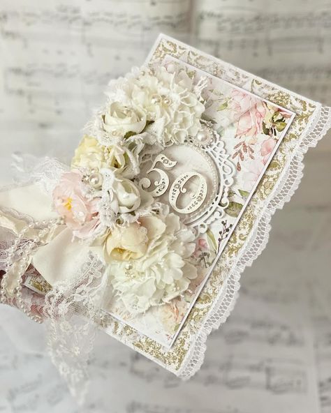 "50th birthday 3D Greeting cards retro style, Flowers, romantic gentle card for mom, anniversary / Personalized card / Mom Gift from daughter Details: 🌟 Card Style: Shabby Chic 🌟 100% handmade 🌟 Very dense paper with super-quality printing (Density 300 g/m2) 🌟 Handcrafted decor 🌟 Size: 13cmx21cm (8.3x5.1 inches) - an ideal format for warm words 🌟 Comes with a gift box 🌟 Inside, there is space for a congratulatory message 🌟You can insert a name or any number 💝Before you is not just a card, it's a unique work of art that carries unforgettable emotions, joy, and delight. This is a 3D Shabby Chic-style card where each flower and decoration is crafted with love and incredible attention to detail! The person you give it to will remember your attention and congratulations for a long time Unique Birthday Cards Creative Beautiful, Unique Birthday Cards, Mixed Media Art Canvas, Shabby Chic Cards, Handcrafted Decor, How To Make Paper Flowers, Personalized Anniversary, Personalized Card, Retro Stil