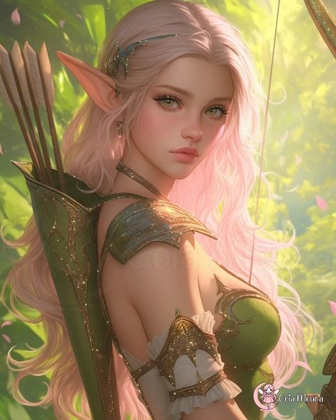 Day 23 - Female Warriors , Hosted By @tricia_danby_aiart #julaifantasy24 Female Warriors, Female Elf, Forest Elf, Elf Art, Fantasy Races, Artist Aesthetic, Zelda Art, Fairytale Art, Princess Art