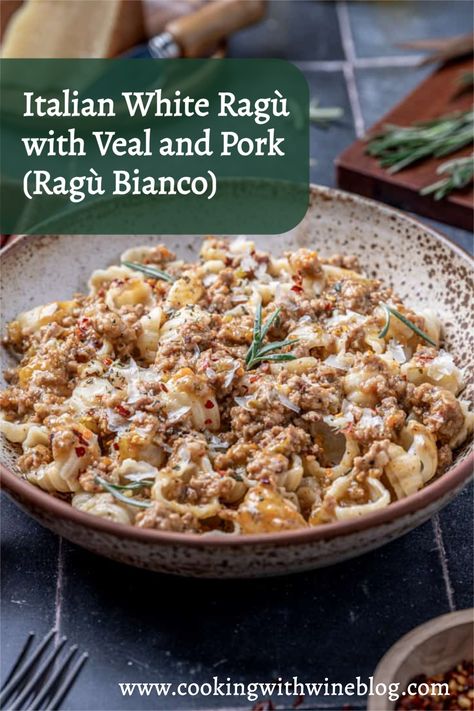 Discover the rich and flavorsome world of Italian cuisine with our Italian White Ragù with Veal and Pork (Ragù Bianco) recipe. This twist on a traditional Italian meat sauce is a symphony of flavors, blending the tender veal and pork, creating an irresistible combination. Perfect for pasta, this ragù bianco is an experience you don't want to miss. Intrigued? Visit the blog for the full recipe and let your senses be captivated! White Ragu Sauce, Traditional Pasta Recipes, Veal Ragu, White Ragu, Lamb Pasta, Italian Meat Sauce, Mushroom Ragu, Dreamy Christmas, Pork Ragu