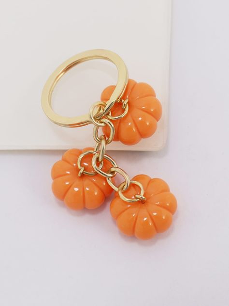 Pumpkin Charm Keychain | SHEIN USA Fall Keychain Ideas, Crochet Pumpkin Keychain, Pumpkin Beads Jewellery, Pumpkin Keychain, Pandora Pumpkin Charm, Cheap Halloween Charms Jewelry, Thanksgiving Kids, Cute Pumpkin, Clay Charms