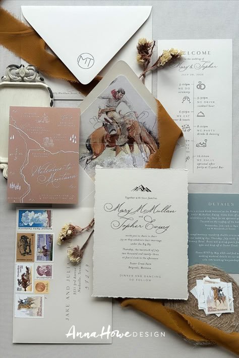 Western Save The Date Ideas, Wedding Palettes, Pond Wedding, Save The Date Ideas, Tulsa Wedding, Invite Suite, Mountain Wedding Invitations, Fox Wedding, Aspen Wedding