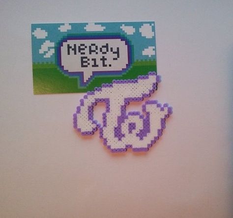 Pixel Art Kpop, Twice Logo, Perler Bead Designs, Melty Bead Designs, Hama Art, Kawaii Cross Stitch, Hama Bead, Bead Sprite, Hama Beads Patterns