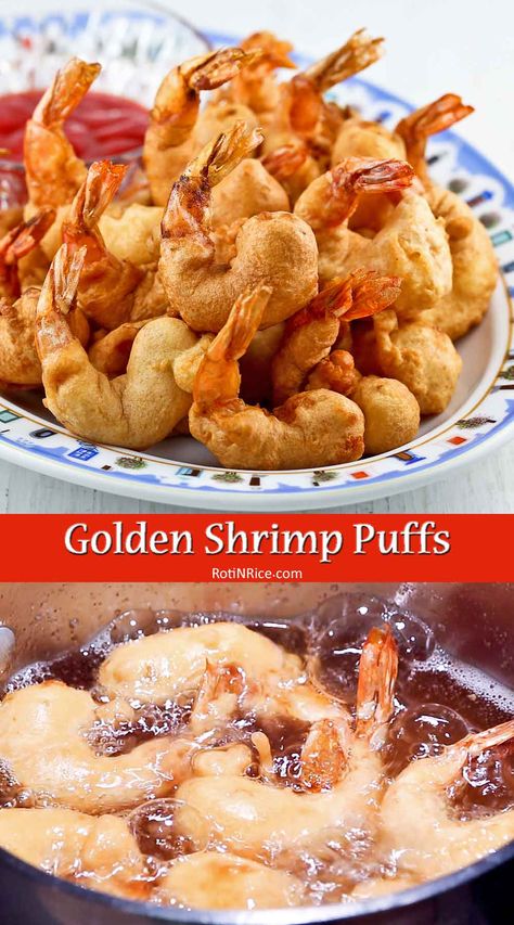 Deep Fried Prawns Recipes, Deep Fried Seafood, Deep Fried Shrimp Batter, Fried Scallops Recipe Deep, Deep Fried Shrimp Recipes, Chinese Fried Shrimp, Shrimp Puffs Recipe, Golden Fried Prawns, Deep Fried Prawns