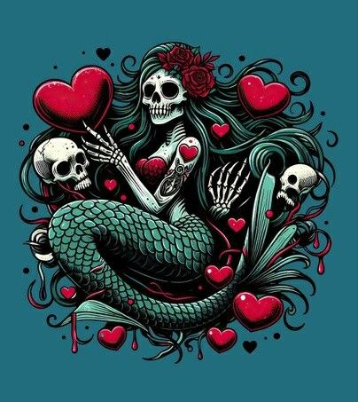 Scary Mermaid, Skull Mermaid, Eyeball Drawing, Pin Up Mermaid, Mermaid Skeleton, Cricket Ideas, Japan Tattoo Design, Sublimation Images, Sweet Tattoos