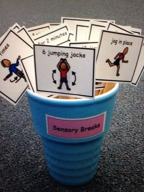 sensory break cards Sensory Circle Time Activities, Aba Group Activities, Sensory Activities For Special Needs Classroom, Sensory Breaks In Classroom, Asd Sensory Activities, Asd Classroom Ideas, Movement Breaks In The Classroom, Visual Supports Classroom, Sensory Break Ideas