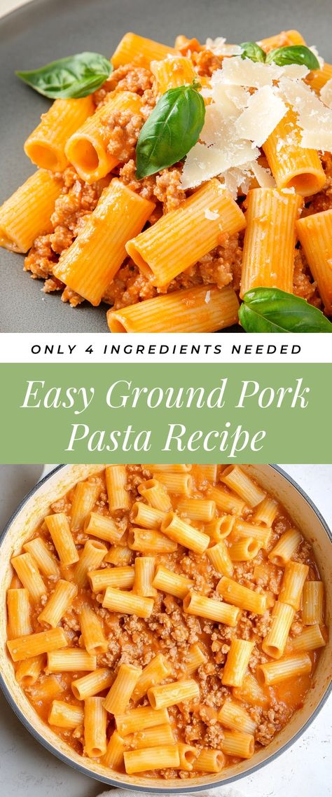 Image for Easy Ground Pork Pasta Recipe Ground Pork Potato Recipes, Ground Pork Recipes For Dinner Burgers, Ground Pork Sausage Recipes For Dinner, Pasta With Ground Pork, What To Make With Ground Sausage, Easy Ground Pork Recipes For Dinner, Ground Pork Casserole Recipes, Recipes With Sausage Ground, Healthy Ground Pork Recipes