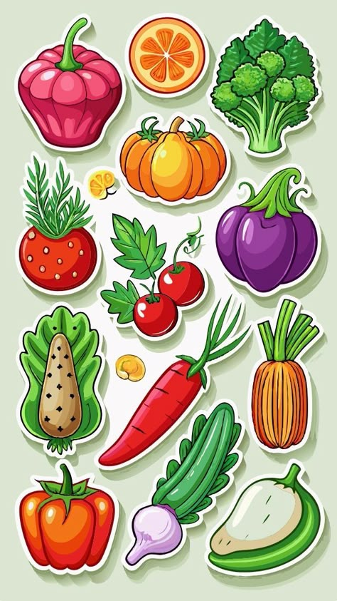 Green Vegetables Aesthetic, Food Waste Project, Vegetables Printable, Vegetable Stickers, Healthy Food Activities, Green Leafy Vegetables, Vegetable Packaging, Fruit Stickers, Vegetable Cartoon