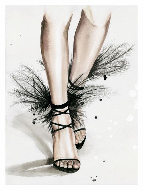 Walking Ideas, Fashion Illustration Shoes, Shoes Poster, Watercolor Fashion Illustration, Shoe Poster, Shoes Art, Fashion Illustration Watercolor, Fashion Drawing Sketches, Fashion Drawing Tutorial