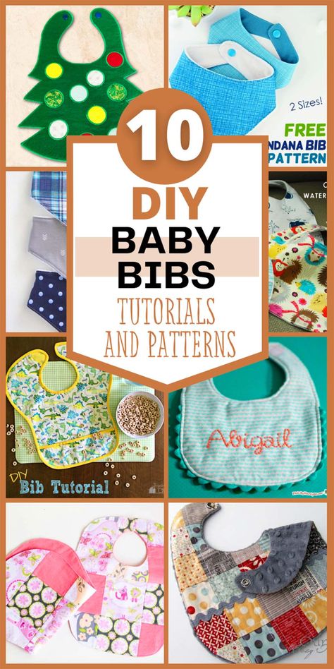 Patchwork Bib Pattern, Easy Sewing Baby Projects, Easy Sew Baby Projects, Diy Baby Boy Bibs, Things To Sew For Baby, Diy Baby Girl Bibs, Baby Gifts To Sew, Diy Baby Bib, Diy Baby Bibs Pattern