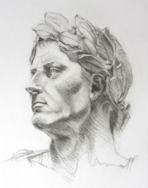 Roman Drawings, Greek Designs, Pencil Drawing Ideas, Portraits Drawing, Art Hacks, Master Drawing, Beautiful Sketches, Julius Caesar, Figure Sketching