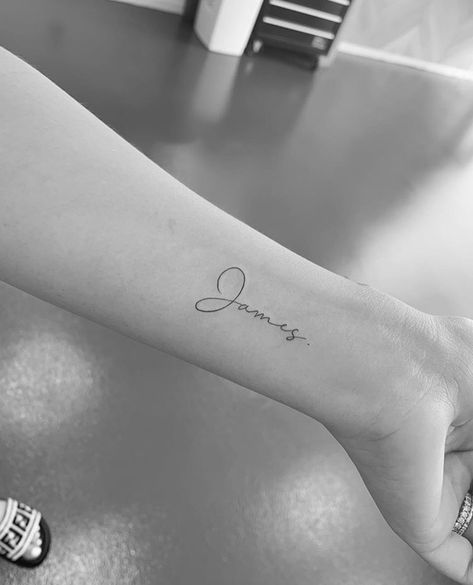 @fine.line.tattoos Fine Name Tattoo, Fine Line Name Tattoo, Line Script Tattoo, Fine Line Script Tattoo, Tattoo Artists Near Me, Script Tattoo, Rose Tattoos For Women, Tattoo Script, Aesthetic Tattoo