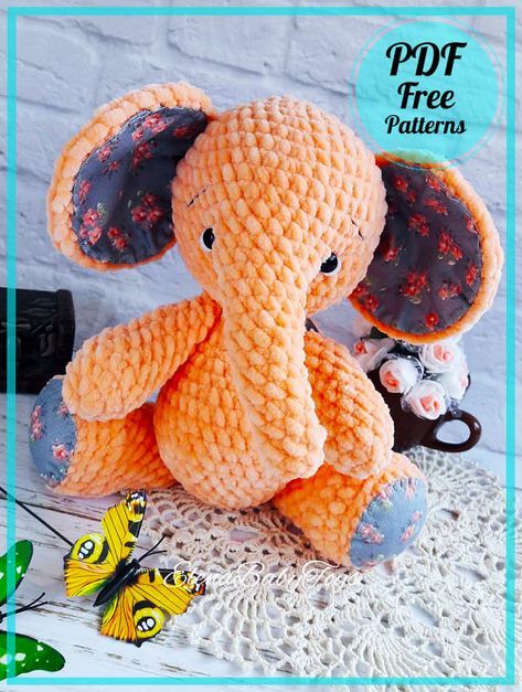 Elephant Crochet Pattern Free, Crochet Elephant Pattern Free, Amigurumi Elephant Pattern, Elephant Amigurumi, Crochet Elephant Pattern, Easy Crochet Animals, Amigurumi Animals, Crochet Animals Free Patterns, Crochet Elephant