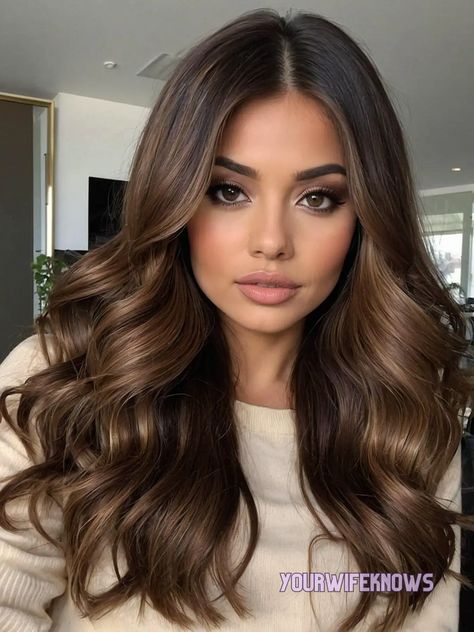 27 Stunning Hair Color Ideas to Electrify Your Summer 2024 Look Olive Skin Brunette Hair, Classic Brunette Hair, Cool Tone Hair Colour, Balayage Olive Skin Tone, Call Hair Color Ideas For Brunettes, Hair Color For Olive Skin Tone Balayage, Hair Color For Dark Brown Eyes, Expensive Brunette Hair Color 2024, Wavy To Straight Hair