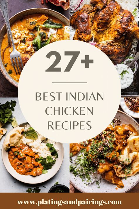 Looking for some tasty Indian chicken recipes? Here's 27+ delicious dishes to try at home! Butter Chicken, Curry, Tikka Masla & more! // easy // instant pot // curries Chicken Recipes From Around The World, Fancy Dinners At Home, Indian Chicken Thigh Recipes, Indian Chicken Recipes Curries, Chicken Curry Recipe Indian Authentic, International Chicken Recipes, Indian Food Recipes Chicken, Indian Chicken And Rice, Chicken Indian Recipes