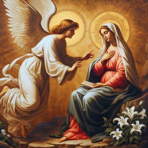 The Annunciation Of Mary, Annunciation Of Mary, Annunciation Of The Lord, Joyful Mysteries, Jesus Cartoon, Virgin Mary Art, The Annunciation, Angel Gabriel, Beer Advertising