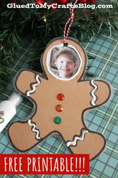 Photo Ornament Craft, Ornament Craft Ideas, Gingerbread Man Crafts, Frame Ornaments, Gingerbread Activities, Photo Frame Ornaments, Frame Ornament, Gingerbread Crafts, Preschool Christmas Crafts