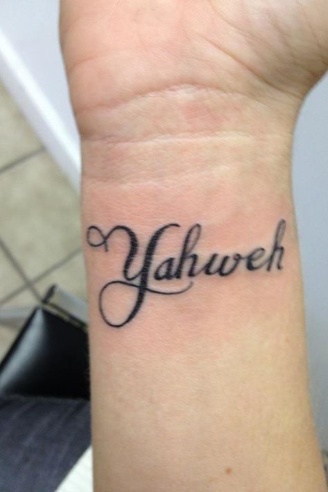 Yahweh - the name of God in Hebrew! I would love that like on my shoulder or back of my neck! Yhwh In Hebrew Tattoo, Yahweh In Hebrew Tattoo, Yahweh Tattoo Hebrew, Yahweh Tattoo Ideas, Yhwh Tattoo Hebrew, Yhwh Tattoo Fonts, Yaweh Tattoos Hebrew, Yaweh Tattoos, Gods Name In Hebrew Tattoo