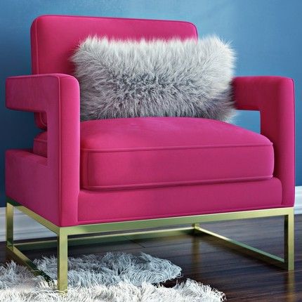 HOT PINK VELVET CLUB CHAIRS- A NEW LOOK IN THE LIVING ROOM - Dimples and Tangles Sofa Golden, Pink Accent Chair, Golden Coffee, Pink Chair, Velvet Armchair, Diy Chair, Cozy Place, Barrel Chair, Shop Interiors