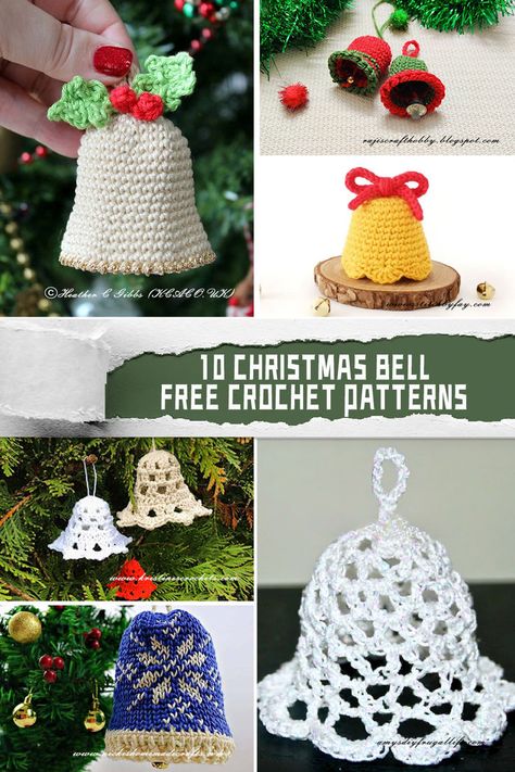 Dive into the festive spirit with these 10 free Christmas bell crochet patterns! #CrochetLovers #FestiveCrafts Crochet Christmas Bells, Whimsical Crochet, Craft Presents, Christmas Crochet Patterns Free, Crocheted Christmas, Crochet Xmas, Crochet Sweaters, Christmas Bell, Crochet Christmas Ornaments