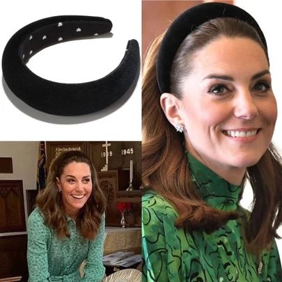 Velvet Headband Outfit, Black Headband Hairstyles, Black Headband Outfit, Kate Middleton Headband, Hair Band Outfit, French Barbie, Kate Fashion, Theatre Outfit, Elegant Headband