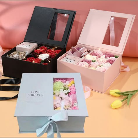 Luxury Packaging Design Boxes Creative, Lohri Hampers, Premium Gift Idea, Flower Bouquet Boxes, Mom Box, Jewelry Packaging Design, Bouquet Box, Box Flowers, Luxury Packaging Design