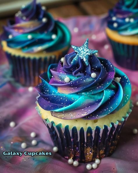 Galaxy Ice Cream Cake, Sweet 16 Galaxy Theme, Cosmic Birthday Cake, Space Birthday Cupcakes, Astrology Cupcakes, Space Sheet Cake, Galaxy Birthday Theme, Galaxy Sweet 16, Celestial Cupcakes