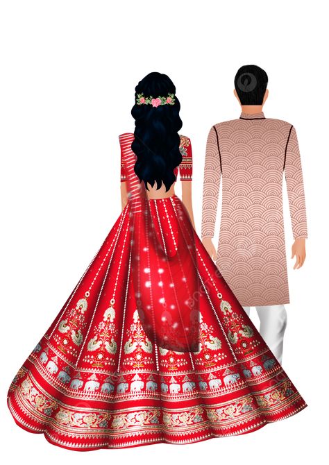 Animated Indian Wedding Couple, Bride Groom Illustration Indian, Animated Wedding Couple, Indian Bride Groom Illustration, Indian Wedding Cartoon, Bride Groom Caricature, Wedding Caricature Indian, Indian Wedding Couple Cartoon, Married Couple Illustration