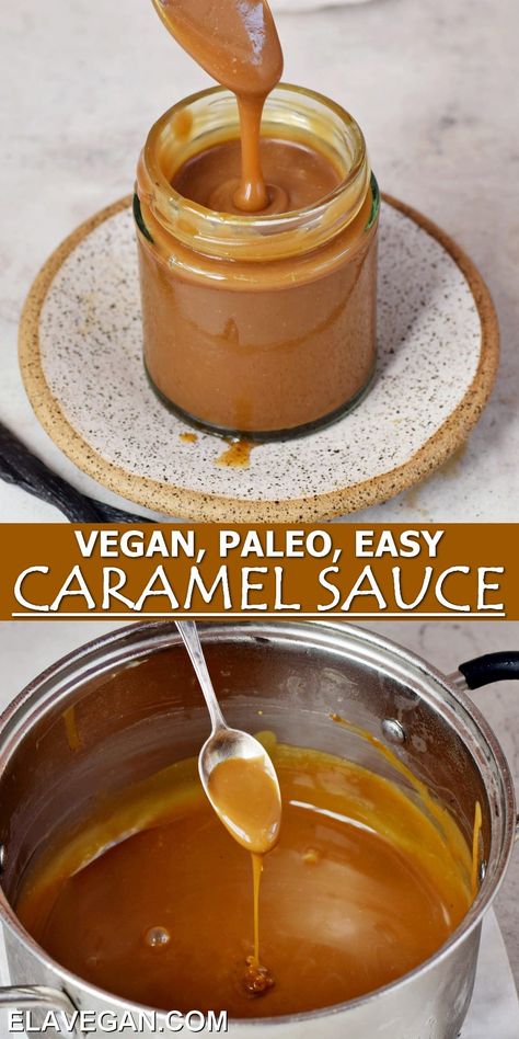 Vegan Caramel Sauce, Ella Vegan, Salted Caramel Sauce Recipe, Coconut Caramel Sauce, Vegan Salted Caramel, Caramel Recipe, Cake Filling, Dairy Free Cake, Caramel Recipes Sauce