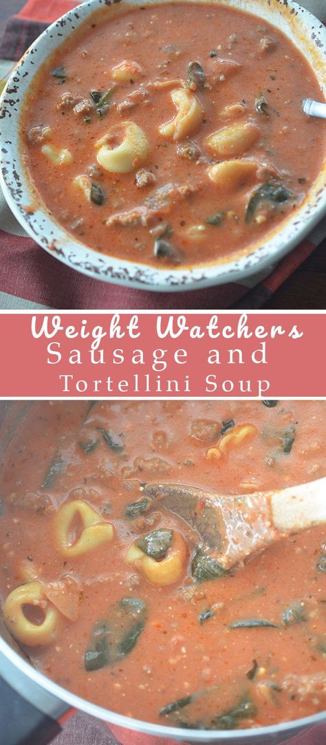 Weight Watchers Sausage and Tortellini Soup - Recipe Diaries #weightwatchers #soup # Tortellini Soup With Italian Sausage, Sausage And Tortellini Soup, Soup With Italian Sausage, Sausage And Tortellini, Ww Soup, Recipe Diaries, Weight Watchers Casserole, Weight Watchers Pumpkin, Sausage And Spinach