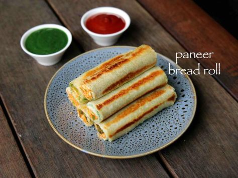 Paneer Bread Roll, Bread Roll Recipe, Bread Sandwich, Plats Healthy, Veg Snacks, Spicy Snacks Recipes, Breakfast Recipes Indian, Vegetarian Fast Food, Tastemade Recipes