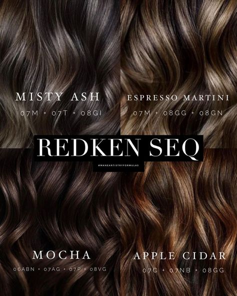 Redken on Instagram: “In need of Shades EQ Gloss brunette formula ideas? 🤎 Look no further than this visual by @themaneartistry 🇺🇸 Read on to learn why no mixing…” Redken Toner, Blond Beige, Brown Hair Color Shades, Redken Hair Color, Brown Hair Shades, Redken Hair Products, Ash Brown Hair, Redken Shades, Hair Gloss