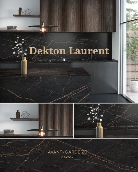 Dark Marble Kitchen, Cold Background, Dekton Laurent, Earthy Home Decor, Minimalist Kitchen Design, Kitchen Design Decor, Dark Interiors, Kitchen Room Design, Kitchen Inspiration Design