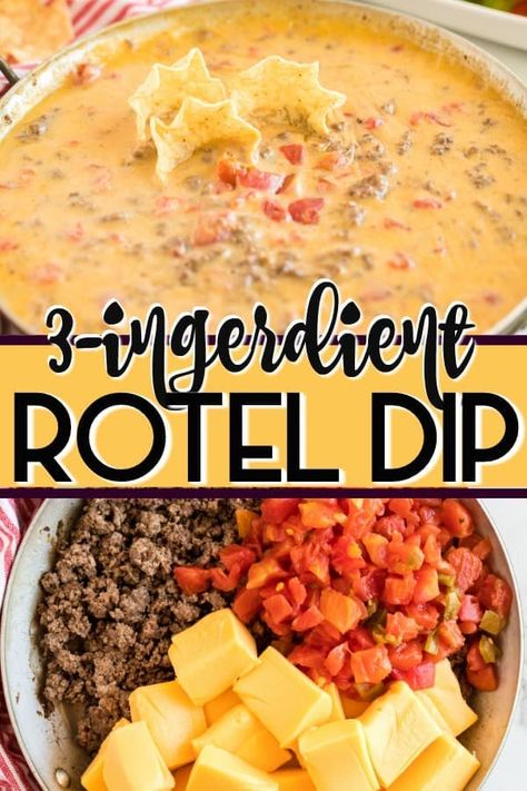 The Best Rotel Dip, Party Food To Bring, Best Rotel Dip, Queso Velveeta, Recipe With Ground Beef, Rotel Dip, Veggie Wraps, Football Party Food, Velveeta Cheese