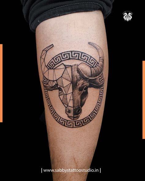 Taurus tattoo design on Leg Taurus tattoo design Taurus Leg Tattoo, Taurus Tattoo Design, Bull Tattoo, Taurus Tattoo, Lower Leg Tattoos, Taurus Tattoos, Bull Tattoos, Leg Tattoo, Lower Leg