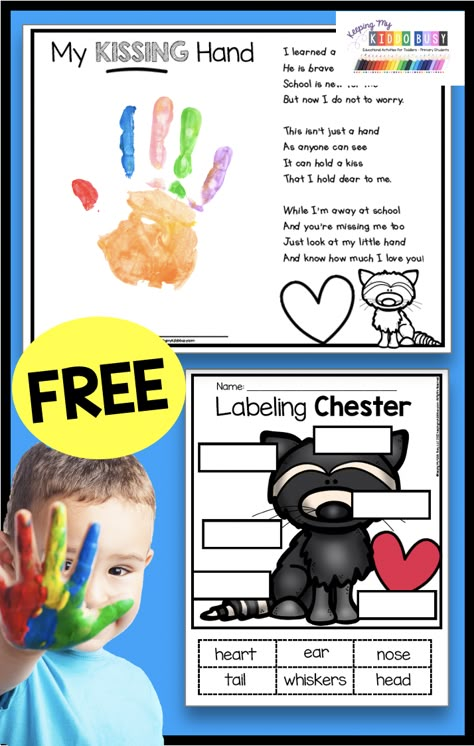 Back To School Activities For Kindergarten Fun, Back To School Stories For Kindergarten, Back To School Art Projects Kindergarten, This Is Me In September Kindergarten, My First Week Of Preschool, Kissing Hand Poem Free Printable, Kindergarten August Crafts, Prek Back To School Night, First Week Of School Math Activities For Kindergarten