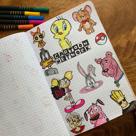 Cartoon Network Doodle Art, Cartoon Network Drawings Easy, Nostalgic Cartoon, Cartoon Network Characters, Journal Therapy, Nickelodeon 90s, Feeling Nostalgic, Easy Doodles, Doodles Drawings