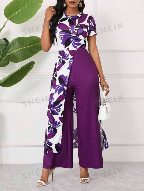 Outing Dress, Work Dresses For Women, African Fashion Women Clothing, Fashion Fail, African Fashion Women, African Design Dresses, Latest African Fashion Dresses, Fabric Floral, Printed Jumpsuit