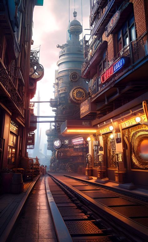 Tiktok Background, Steampunk City, Ali Baba, Victorian Architecture, Medieval Town, Fantasy Landscape, Fantasy World, Cyberpunk, Concept Art