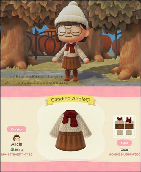 Animal Crossing Design Codes Clothes Fall, Animal Crossing Fall Outfit Codes, Acnh Outfit Code Fall, Fall Clothes Animal Crossing, Animal Crossing Design Codes Fall, Acnh Clothes Design Id Fall, Animal Crossing Fall Designs, Acnh Fall Outfits, Animal Crossing Fall Ideas