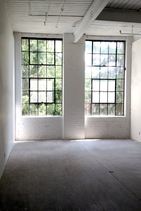 We offer secure, private studios in a historic industrial building with 14' ceilings, hardwood floor, large operable windows with beautiful natural light. The building has been modernized for 24-hour access, wi-fi, heat, A/C, & is fully sprinklered. Tenants have access to freight elevators, loading dock, common area kitchen, off-street parking & photo studio. Futuristic Home Design, Interior Design Minimal, Industrial Studio, Industrial Room, Industrial Windows, Newburgh Ny, Warehouse Home, Loading Dock, Building Aesthetic