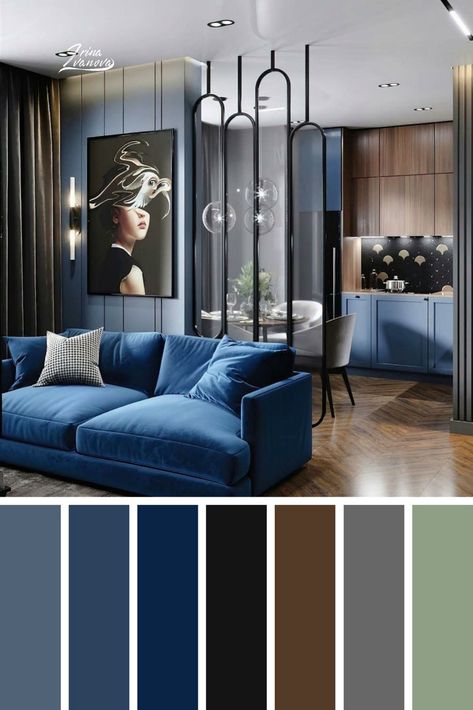 декора Dark Color Sofa Living Room Ideas, Blue Living Room Color Scheme, Blue Living Room Decor, Living Room Color Schemes, Blue Living Room, Decor Home Living Room, Design Living Room, Living Room Decor Apartment, Living Room Grey