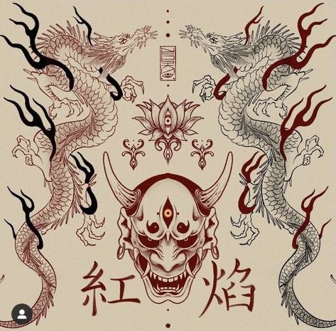 Small Japanese Tattoo, Oni Tattoo, Tattoo Ideas Unique, Tattoo Artist Tattoo, Tattoo Design Tattoo, Dragon Tattoo Art, Chinese Dragon Tattoos, Artist Tattoo, Inspiration Tattoo