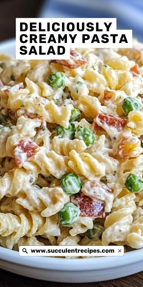 This Easy Creamy Pasta Salad comes together in no time and is packed with flavor! Creamy, crunchy, and full of colorful ingredients, it’s the perfect addition to your next potluck, cookout, or family meal. Creamy Pasta Salad, Christmas Pasta, Christmas Potluck, Pasta Creamy, Creamy Pasta Salads, Creamed Cucumbers, Diy Snacks, Easy Pasta Salad Recipe, Creamy Dressing