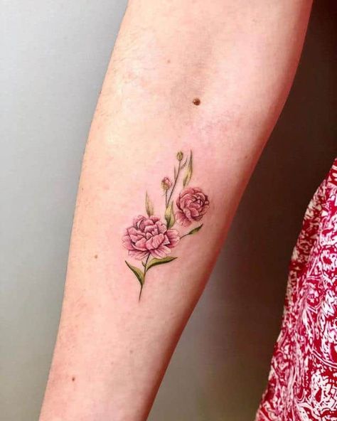 Small Peony Tattoo 2 Peony Tattoo Ribs, Flower Tattoo Peony, Small Peony Tattoo, Pink Peony Tattoo, Rose Stem Tattoo, Peony Tattoo Design, Tattoo Peony, Peony Flower Tattoos, Simple Flower Tattoo